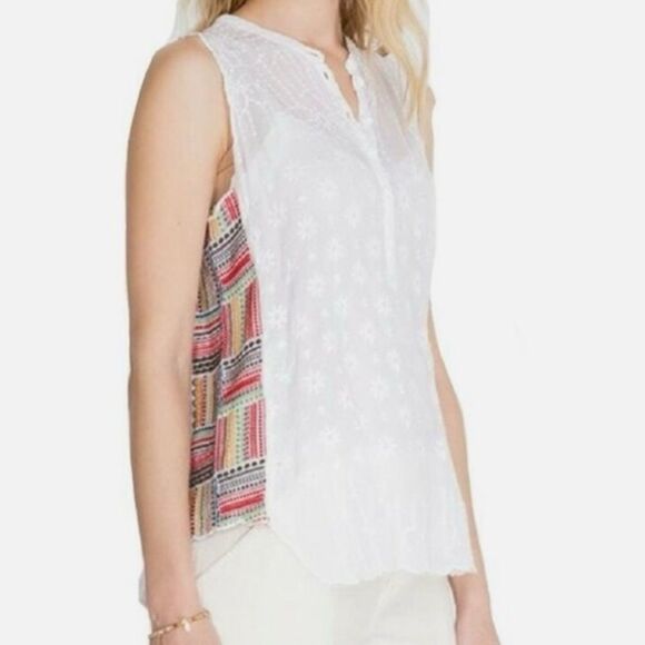 JOHNNY WAS Turia White Tank w/Embroidery Detailing at Side - Picture 2 of 11
